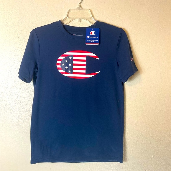NWT Champion big boys size XL  Big Logo USA Flag T-shirt - Picture 1 of 10